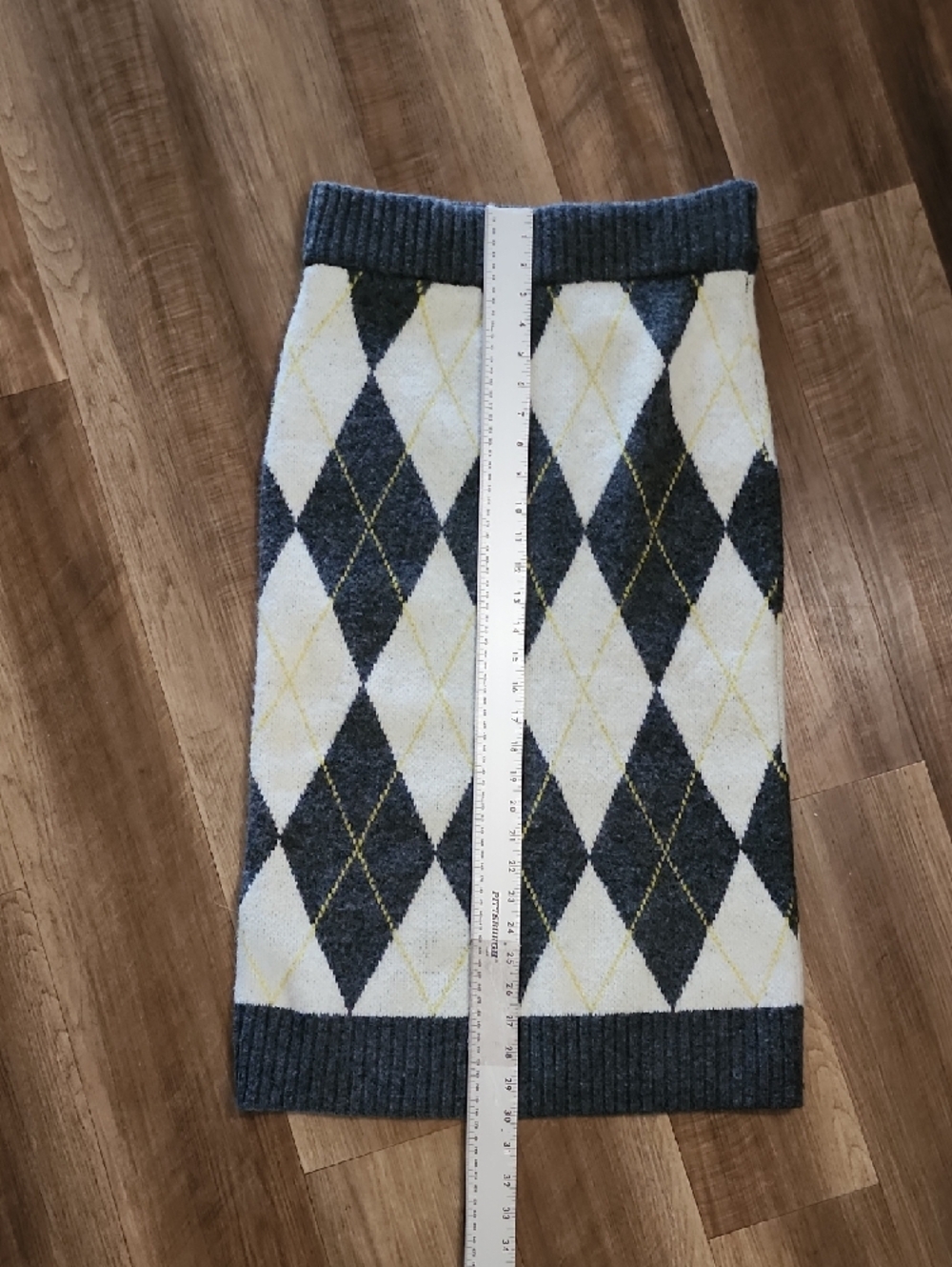 Pringle of Scotland x H&M Argyle Knit Pencil Skirt Preppy Midi Stretch - Picture 2 of 9